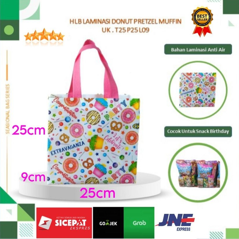 MINIMAL ORDER 12 PCS DAN KELIPATAN TIDAK BISA 20 30 40 Tas Kain Donat 25x9x25 Tas Anak Ultah Tas Souvenir Goodie Bag Laminasi