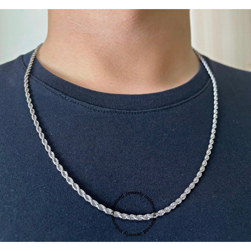 Robe Necklace - Kalung Pria Model Rantai Tali Tambang Titanium