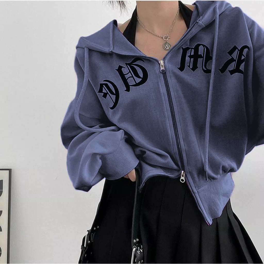 	 JAPANESE CROPE HODIE ZIPER SWEATER | SWEATER CROOPE TOP WANITA	