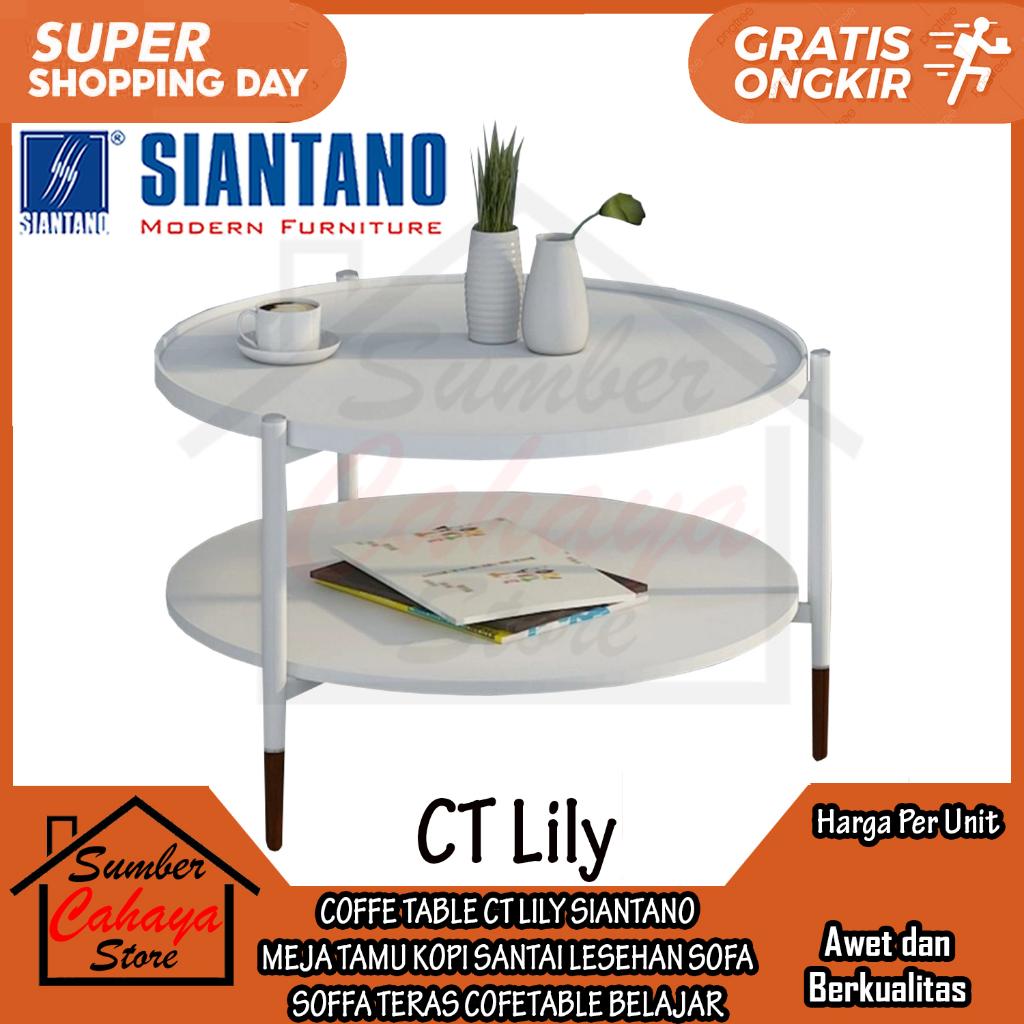 Meja Tamu Sofa Bulat Minimalis Coffe Table Siantano Ct Lily Bundar Cofetable Kopi Santai Lesehan Sof