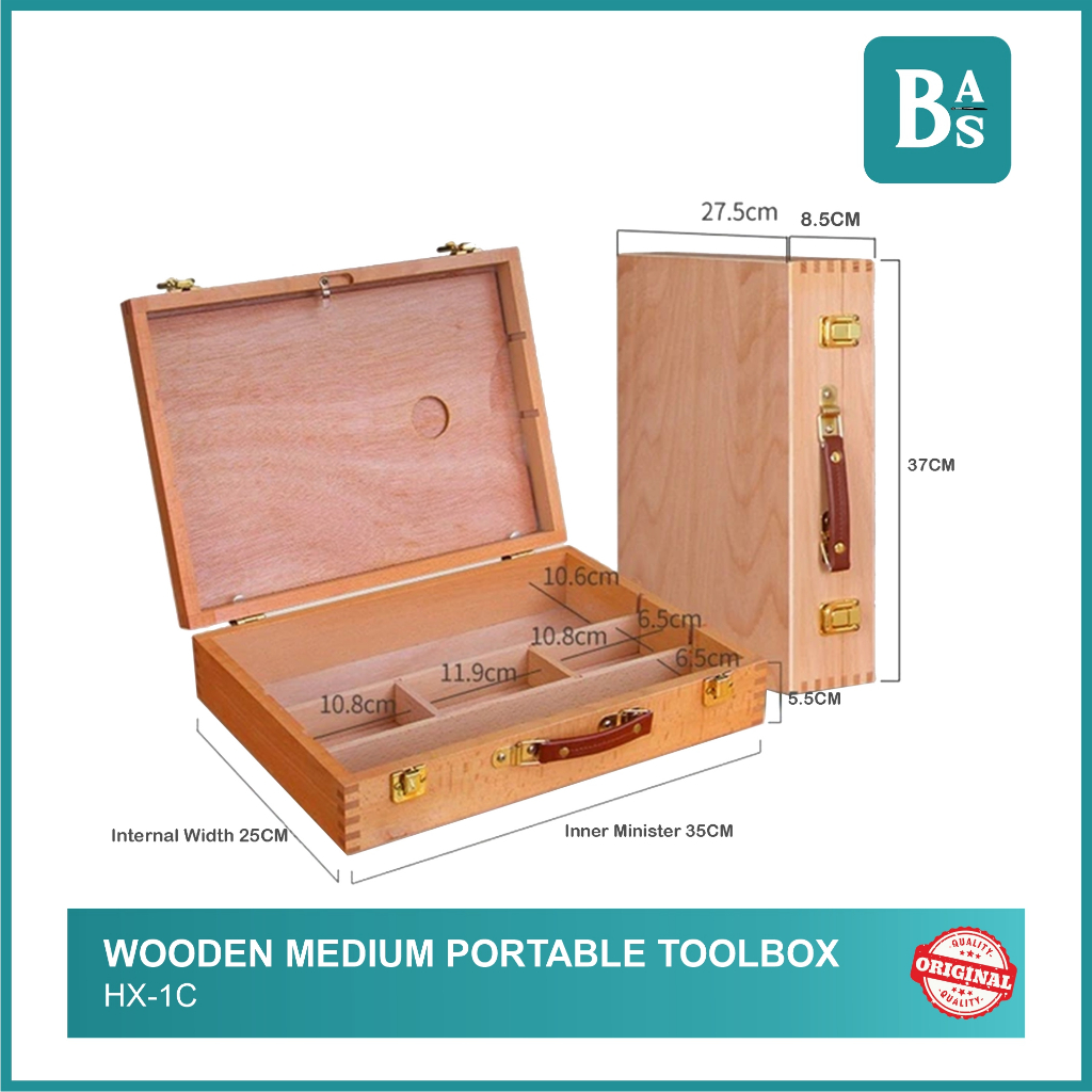 

Wooden Medium Portable Toolbox HX-1C