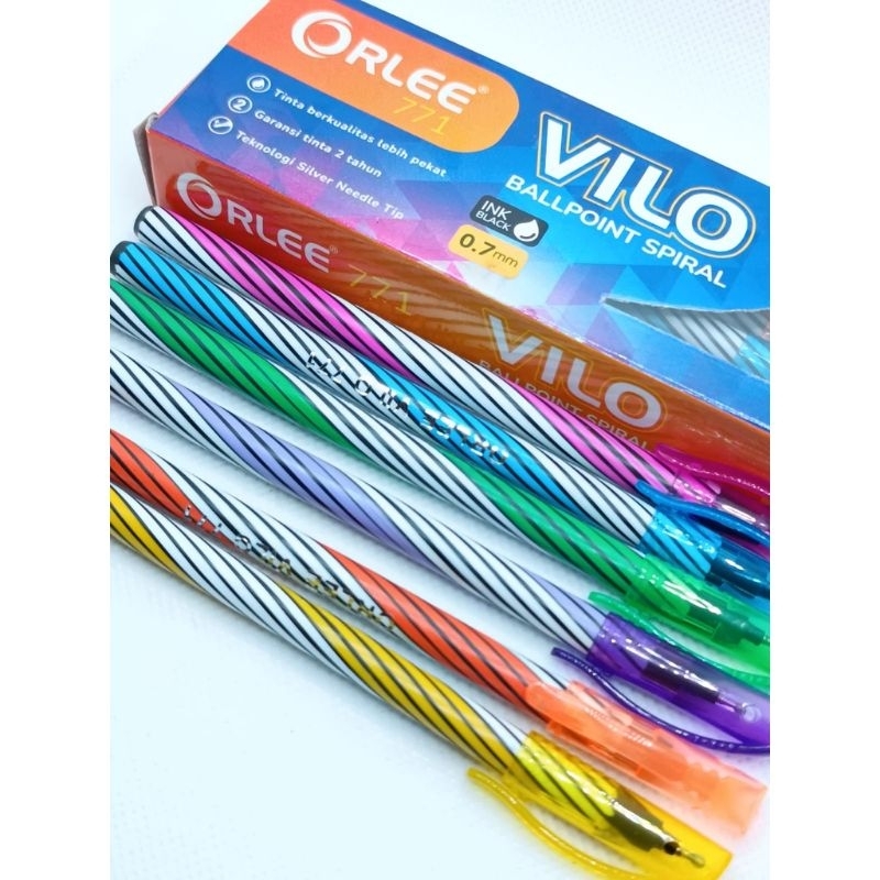 

Bolpoin / Pulpen / Pena / Bolpen Ulir Orlee Spiral Vilo / Victor Tinta Hitam (1 LUSIN isi 12 PCS)