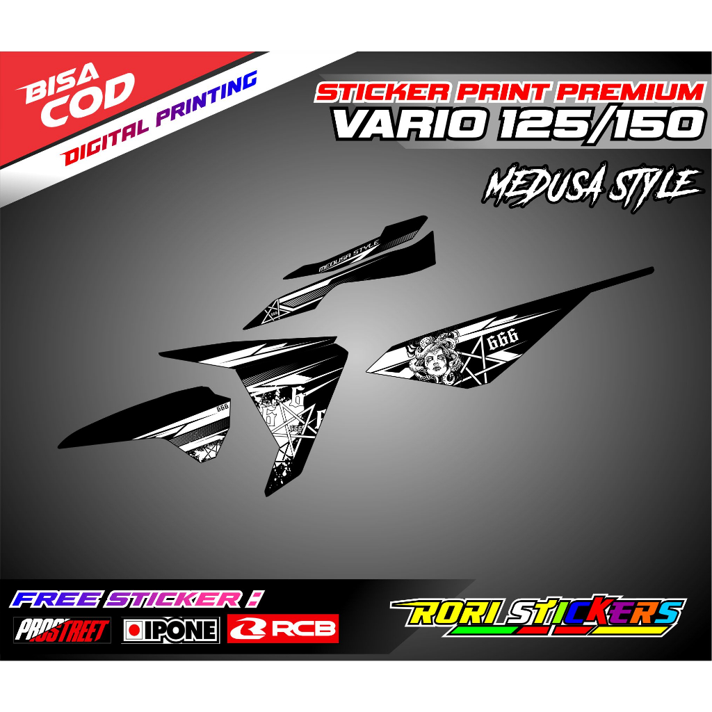 STRIPING VARIASI MOTOR VARIO 125, 150 OLD MEDUSA STYLE / STICKER LIST VARIASI HONDA VARIO 125, 150 O