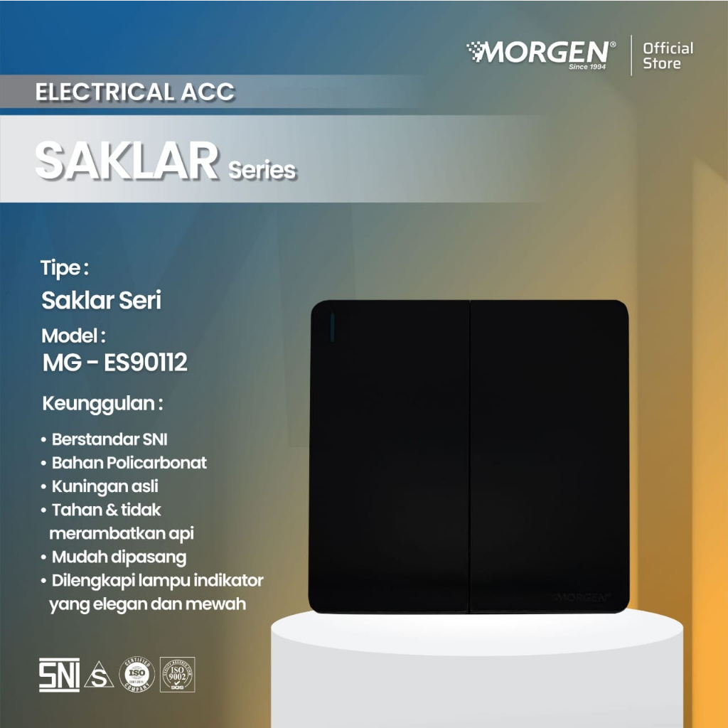 Morgen MG-ES90112H IB SAKLAR SERI HITAM Inbow Inbo / IB 2 Saklar Model N SchD