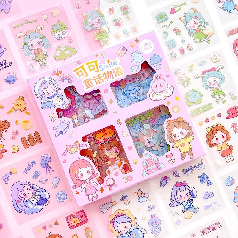 

100 Lembar Stiker PVC Sticker Botol Minum Anak Tumblr Viral Lucu INNOCENT GIRL