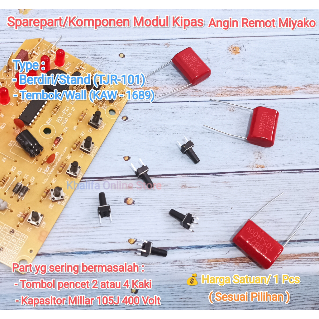 Komponen Sparepart Spare Part Mesin Modul Kipas Angin Remot Miyako Remot RC Berdiri Stand Fan TJR101