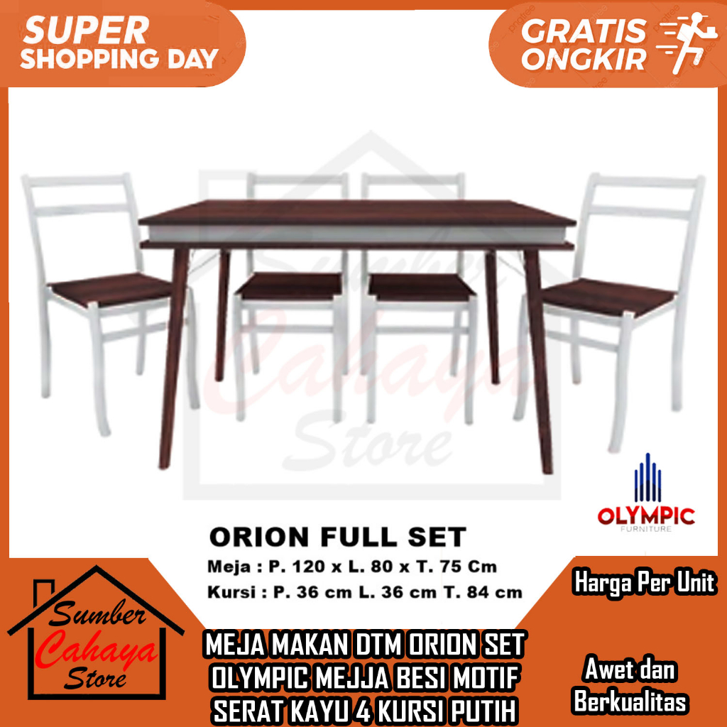 [Kargo] MEJA MAKAN DTM ORION OLYMPIC MEJJA KOKOH 4 KURSI KAKI KOMBINASI DINNING TABLE MINIMALIS MEJA
