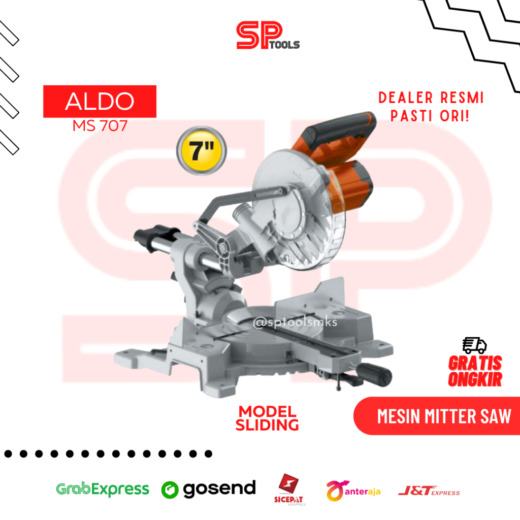 MESIN MITER SAW 7" 7 INCH SLIDING ALDO 707 / POTONG ALUMINIUM / KAYU