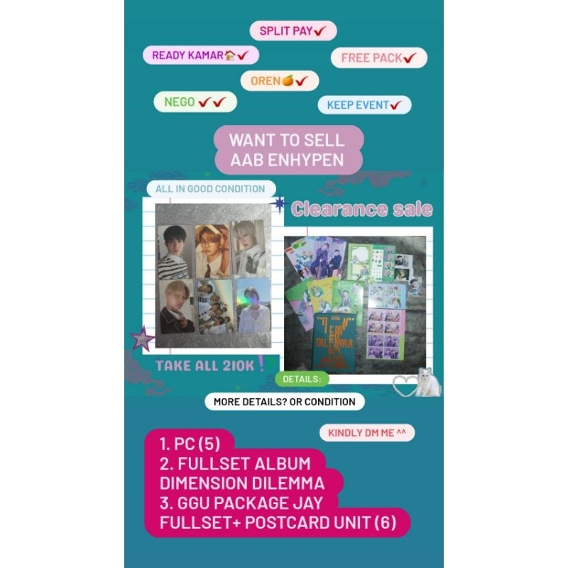 (BACA DESKRIPSI ) ENHYPEN PC JAY SUNOO HEESEUNG NIKI ALBUM GGU PACKAGE ☆CLEARANCE SALE☆