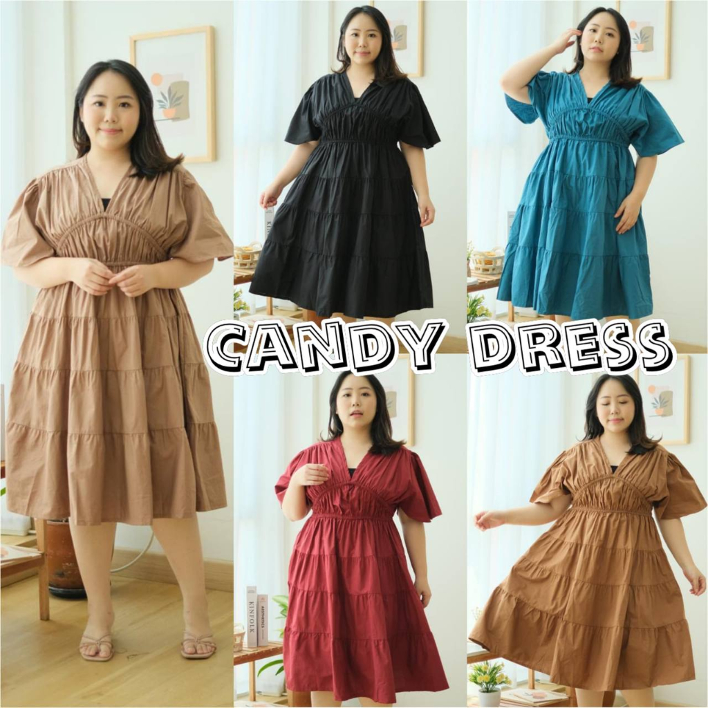 JUMBO CANDY DRESS BIGSIZE MATERIAL KATUN POPLIN FIT TO XXL MIDIDRESS