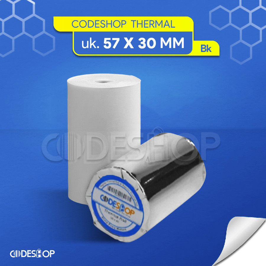 

Codeshop Kertas Struk Thermal 57 x 30 mm Cetak Hitam Coreless