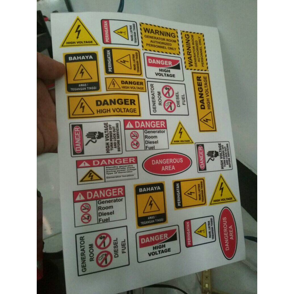 

STICKER BAHAYA STICKER TEGANGAN TINGGI STICKER GENSET STICKER DANGER STICKER GENERATOR STICKER HIGH VOLTAGE STIKER PERINGATAN