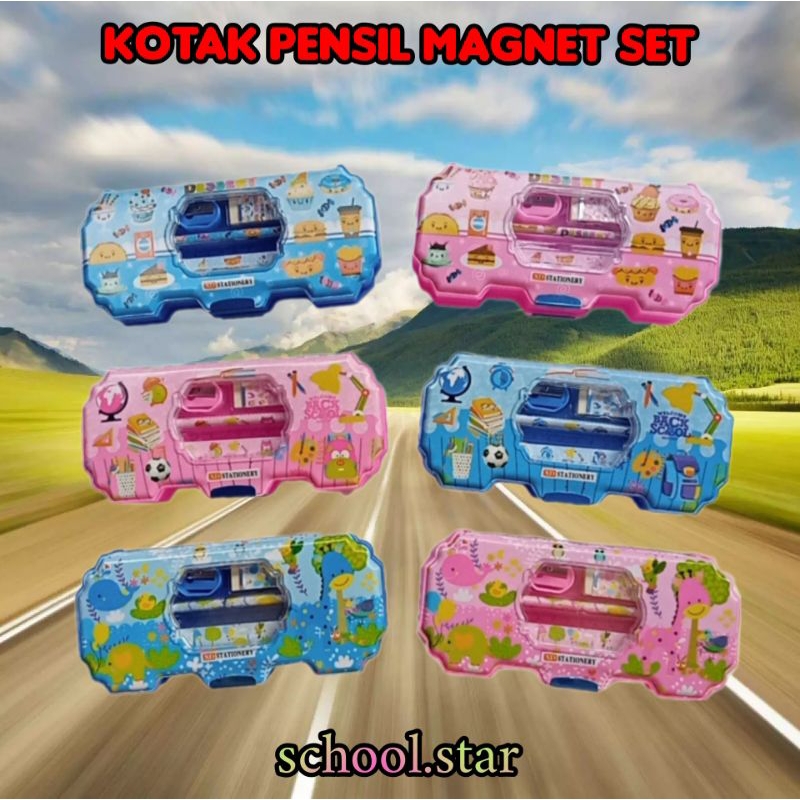 

KOTAK PENSIL MAGNET SET/TEMPAT PENSIL MAGNET ISI COCOK BUAT ANAK-ANAK