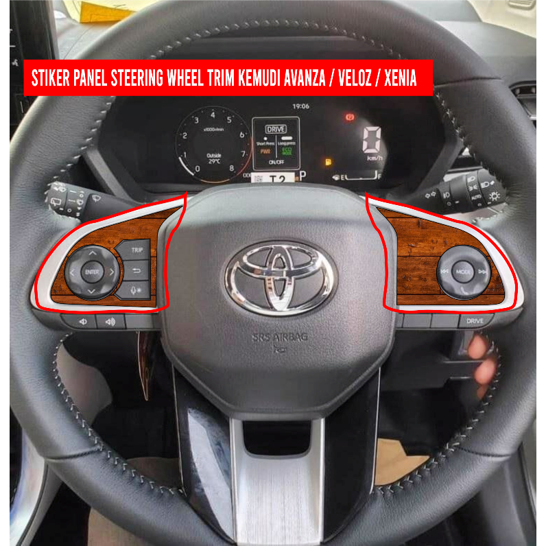 Stiker steering kemudi AVANZA- motif WOOD bukan otoproject