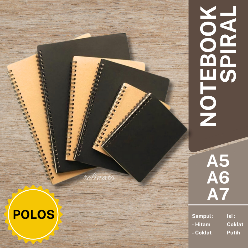 

Notebook Spiral Simple Basic A5 A6 A7 / Buku Tulis Spiral Polos untuk Journal Scrapbook