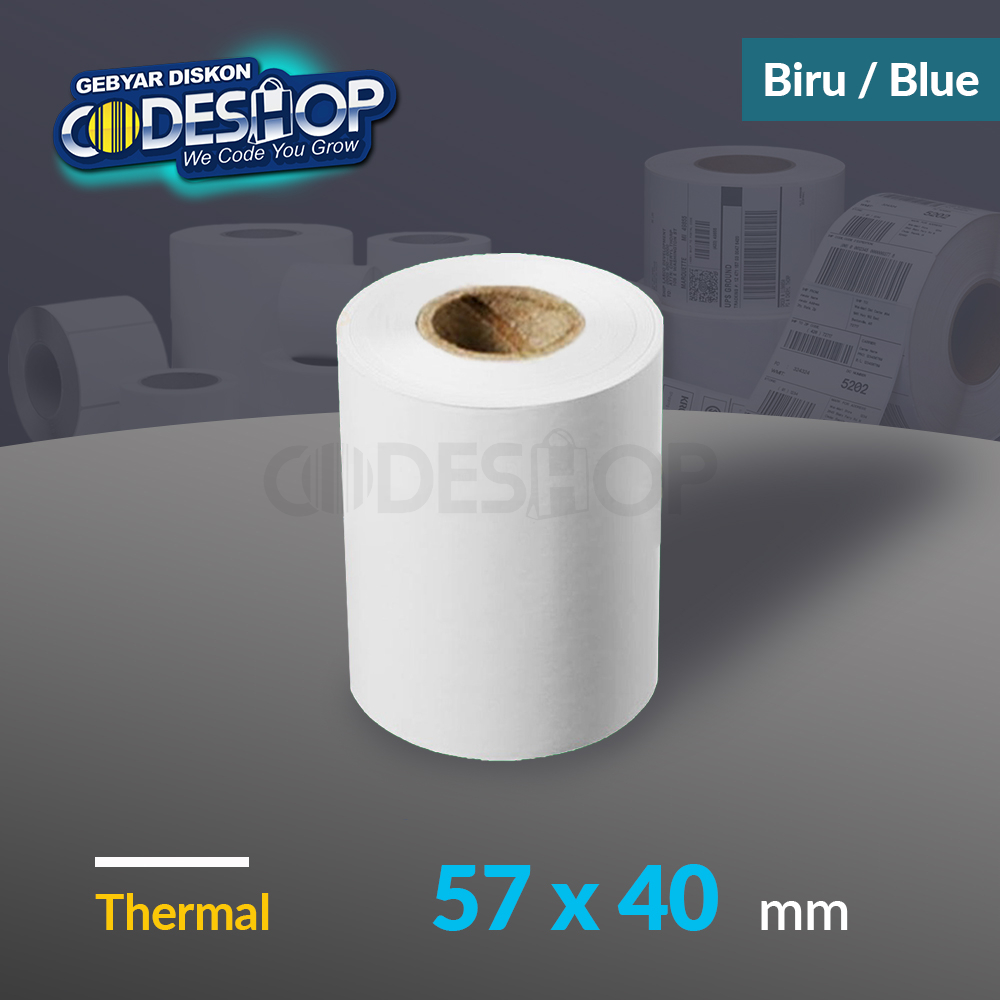 

Codeshop Kertas Thermal 57 x 40 mm Biru Struk Kasir Printer Bluetooth 58mm