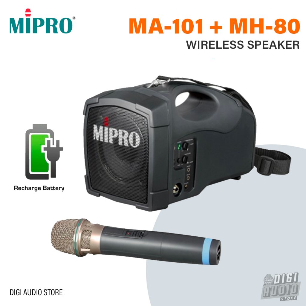Speaker Portable & Mic Wireless - Batre Charger Cas MIPRO MA101 MH80 Microphone Mikrofon Wireles
