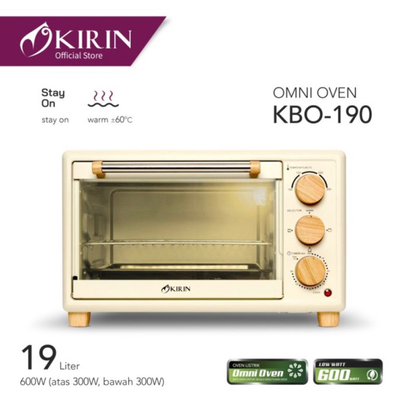 Kirin Oven Listrik Toaster Low Watt KBO 190 Low Watt 19 Liter KBO 190LW - Omni Oven KBO190 LW
