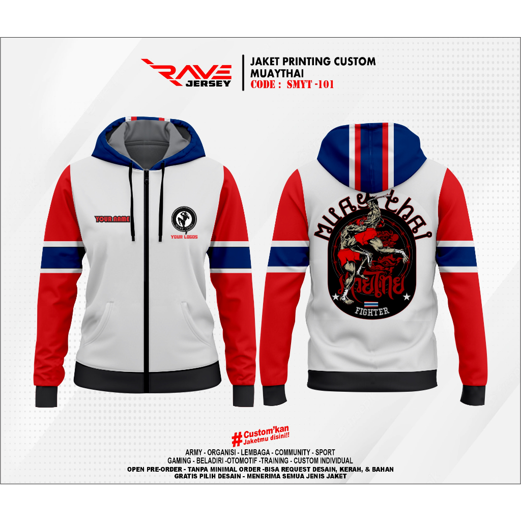 JAKET BELADIRI MUAYTHAI SESI 1 FULL PRINTING SUBLIMATION CUSTOM (DESAIN SUKA SUKA)