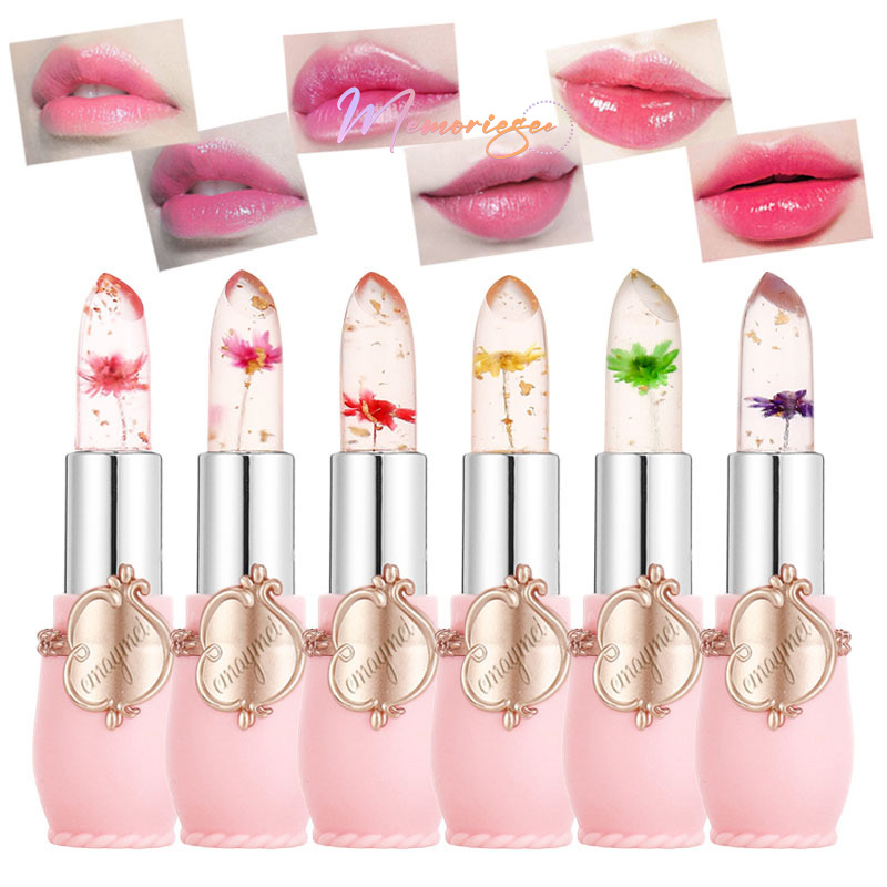 COD&Ready Lipstick Jelly Transparant Moisturizing Lipstik Bunga Color Changing Lip Balm Waterproof L
