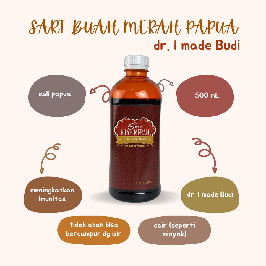 Sari Buah Merah Papua Cair Kemasan 500 mL (Dr. I Made Budi)