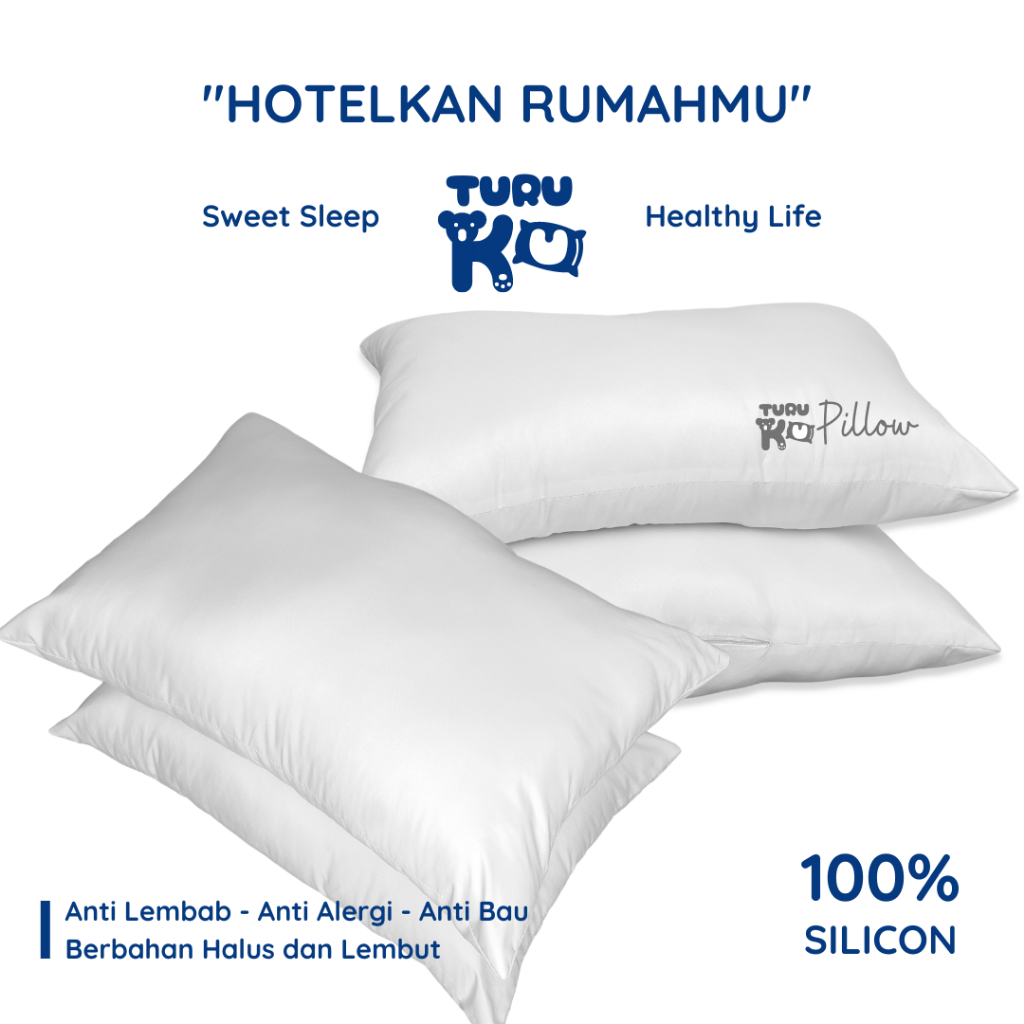 PAKET MURAH | 4 Bantal Tidur Hotel 45x65 - 100% FULL SILICON MURNI Tanpa Campuran
