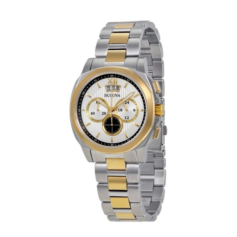 Bulova 98B232 Chronograph - Jam Tangan Pria - Silver Gold - Original - Garansi Resmi