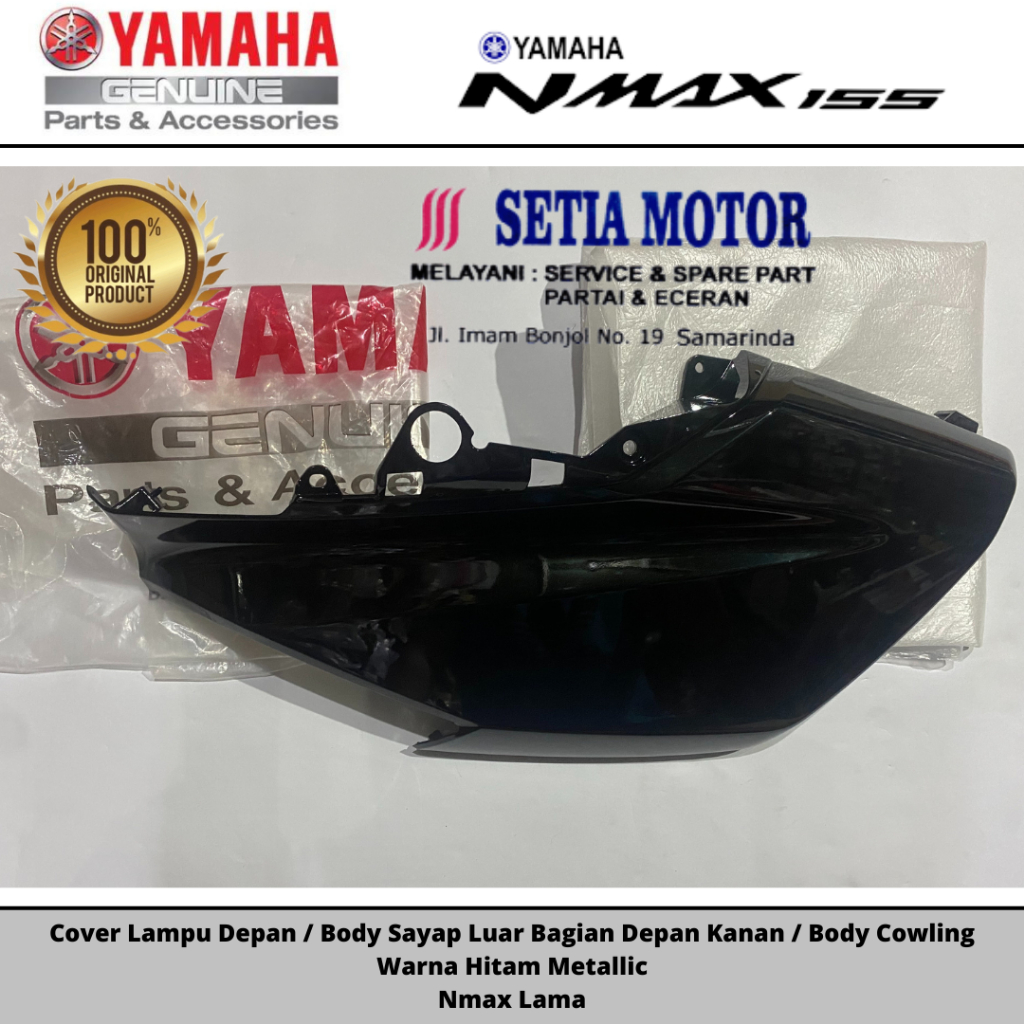 Body Cowling Cover Lampu Depan Body Sayap Luar Hitam Metalik Nmax Lama