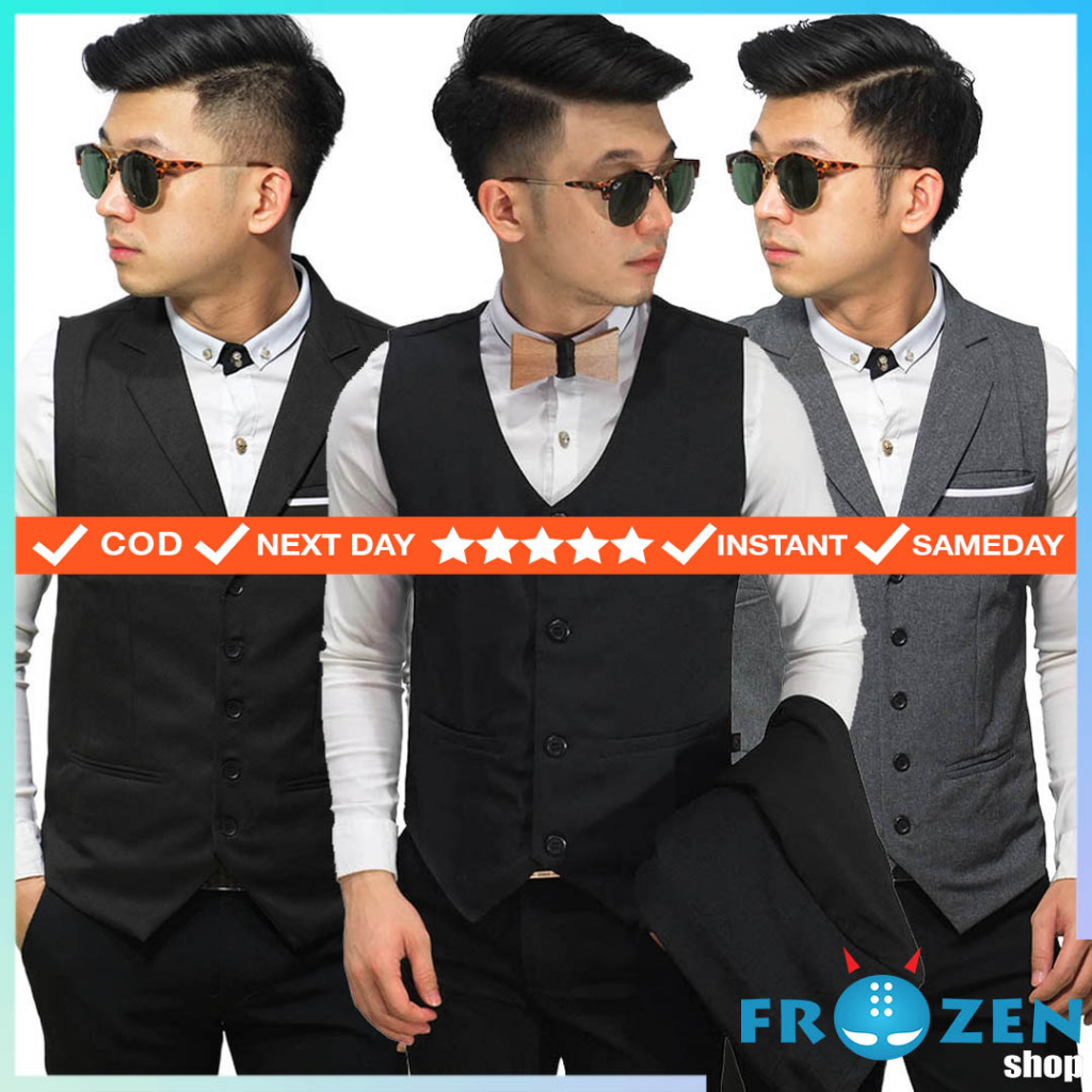 Vest Rompi Formal Pria - Setelan Dalaman Jas Cowok/Groomsmen Wedding Slim Jumbo