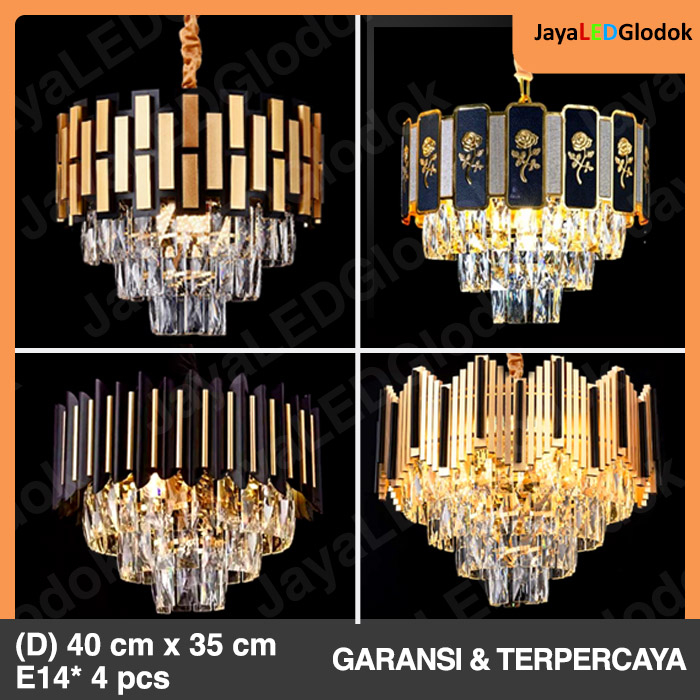 Lampu Gantung Kristal Minimalis Ruang Tamu 40 Cm Hias 444