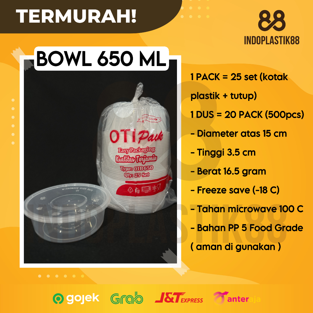 Mangkok Plastik 650ML/Thinwall Bowl/Cup Pudding/Mangkok Bulat -Otipack