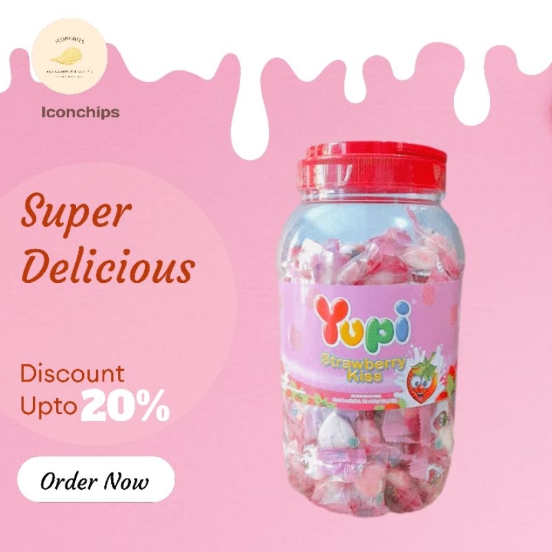 

Yupi strawberry toples 300gr yupi kiss