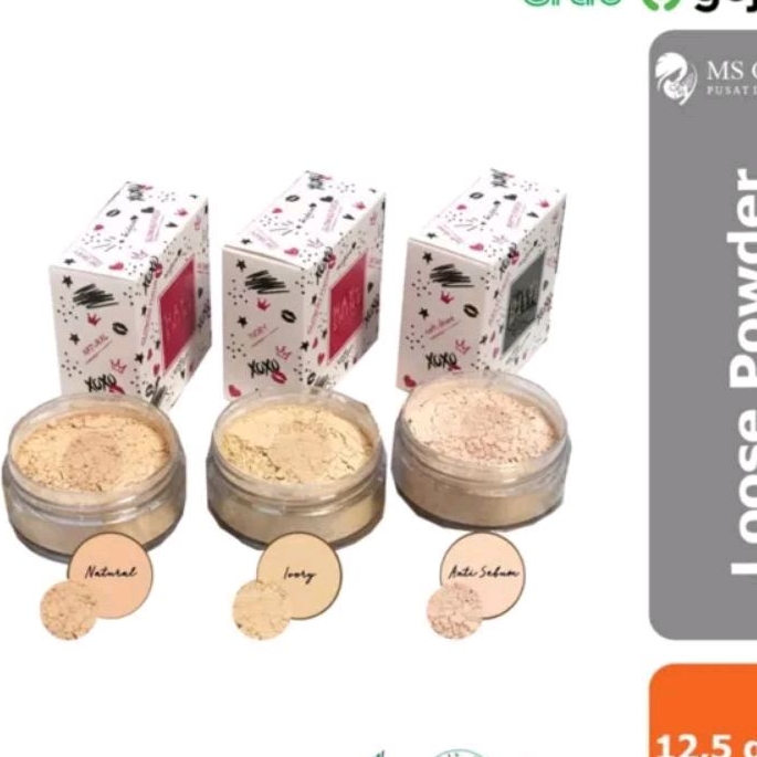 bedak tabur ms glow hay to shine loose powder dan oily to matte ms glow