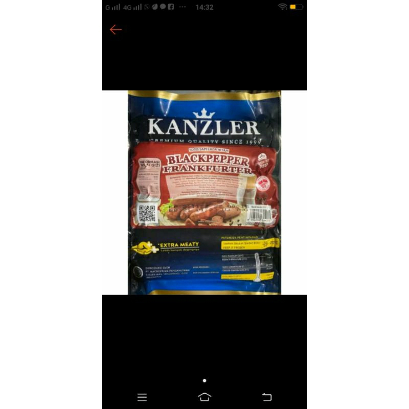 

Kanzler Blackpepper Frankfurter 300 gram