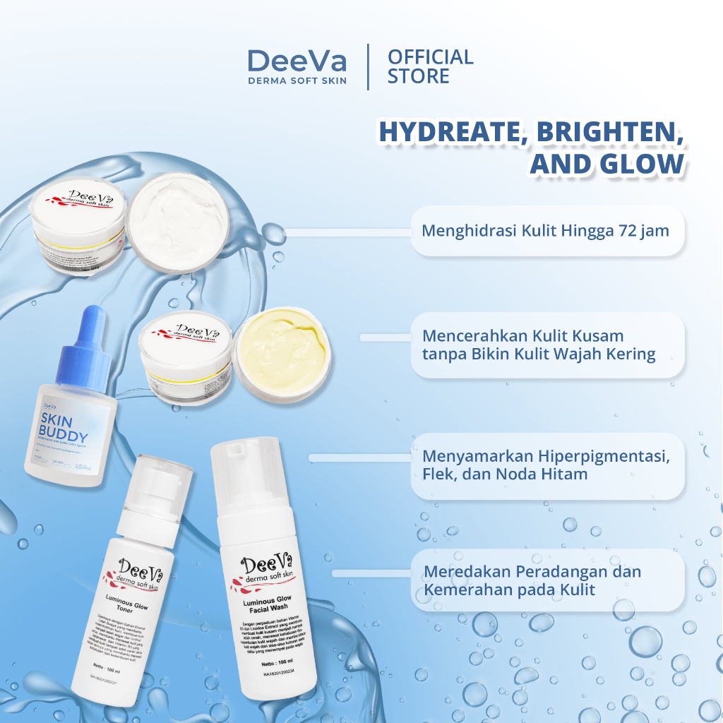 DeeVa Derma Soft Skin - Paket Glow and Shine (untuk kulit kering, kusam, dark spots)