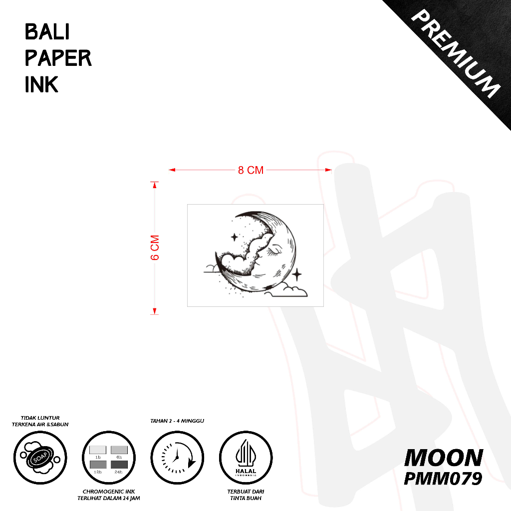 Bali Paper Ink PMM079 Moon Fruit Ink Tattoo - Tato Temporer Bali Paper Ink Oldschool - Tato Lengan
