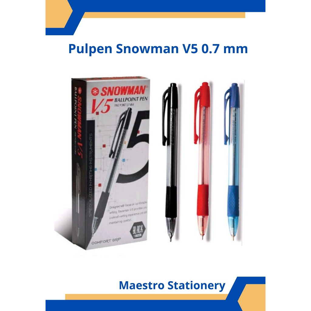 

Pen / Pulpen Snowman V5 0.7 mm Ballpoint Bolpen Terlaris Termurah