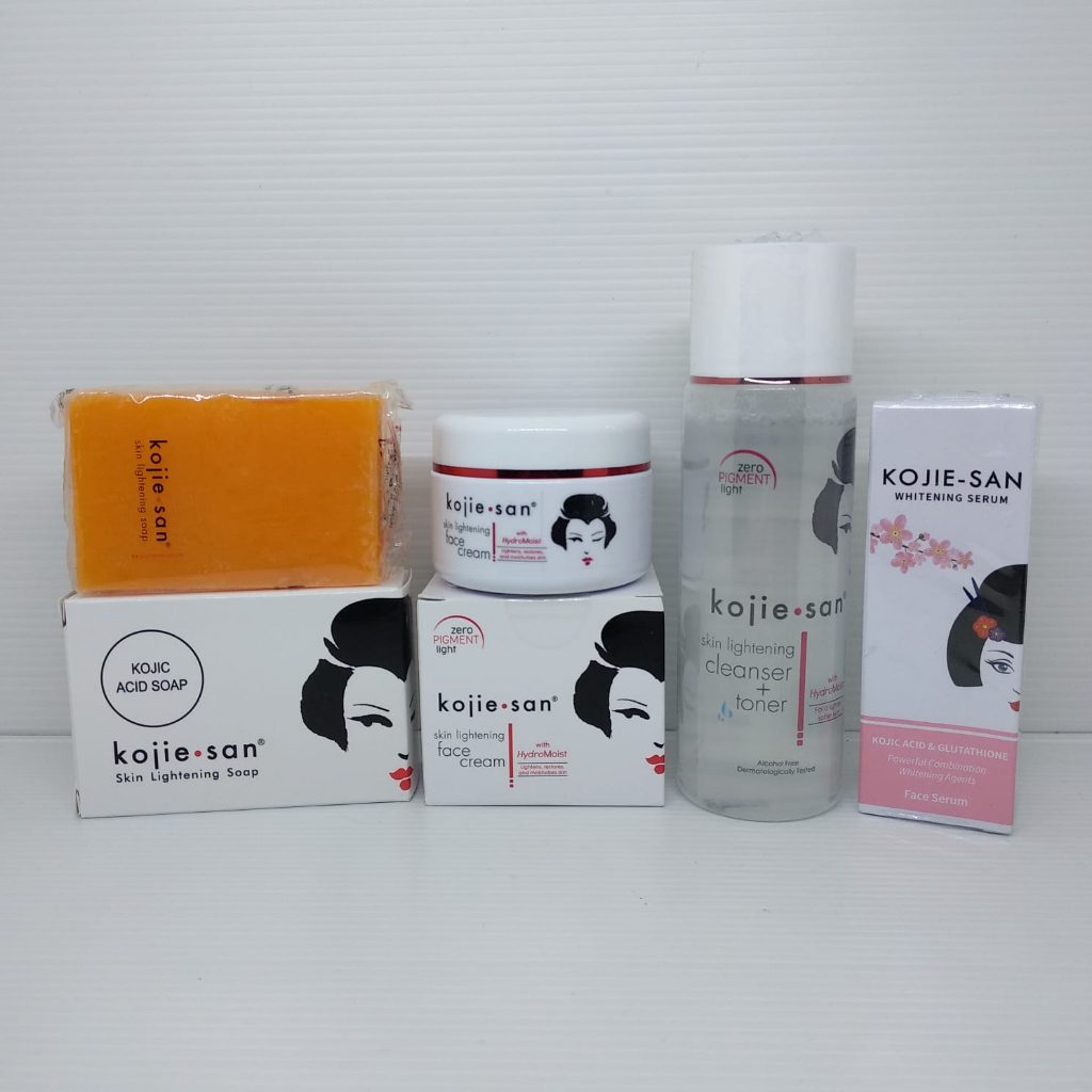Paket Lengkap Kojisan + Serum Kojie san 4 In 1 Original / Lightening Soap 65gr / Lightening Face Cre