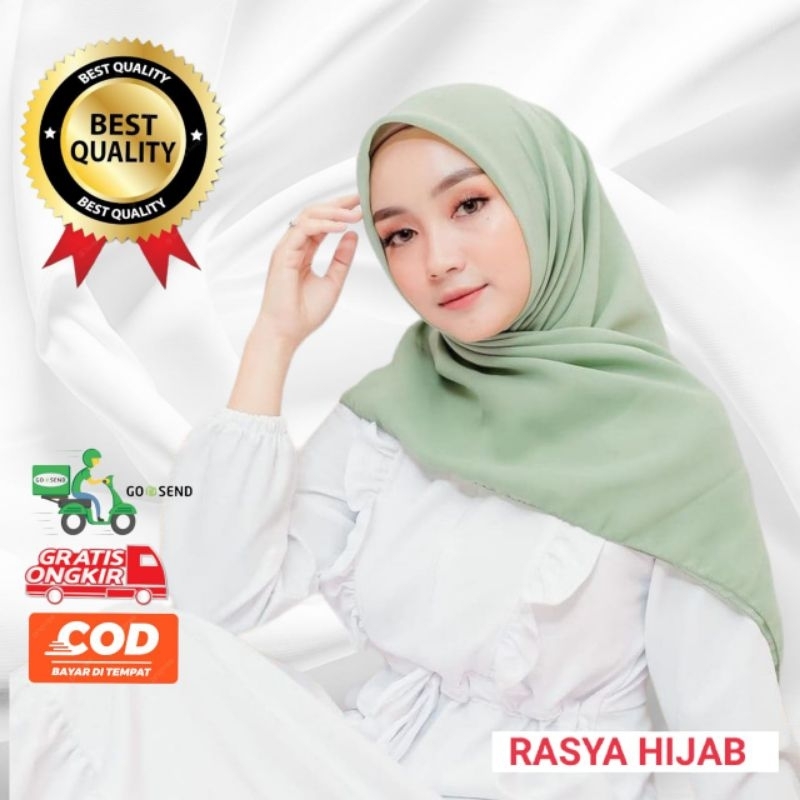 SAGE GREEN JILBAB SEGIEMPAT POLOS KERUDUNG HIJAB MUSLIM BELLA SQUARE