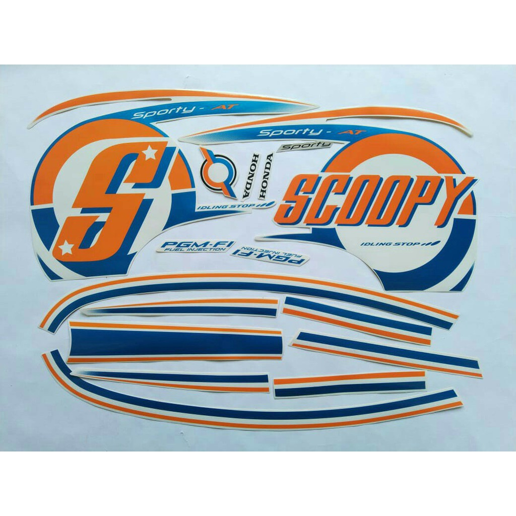 stiker striping honda scoopy sporty 2015 putih lis body standar berkualitas original