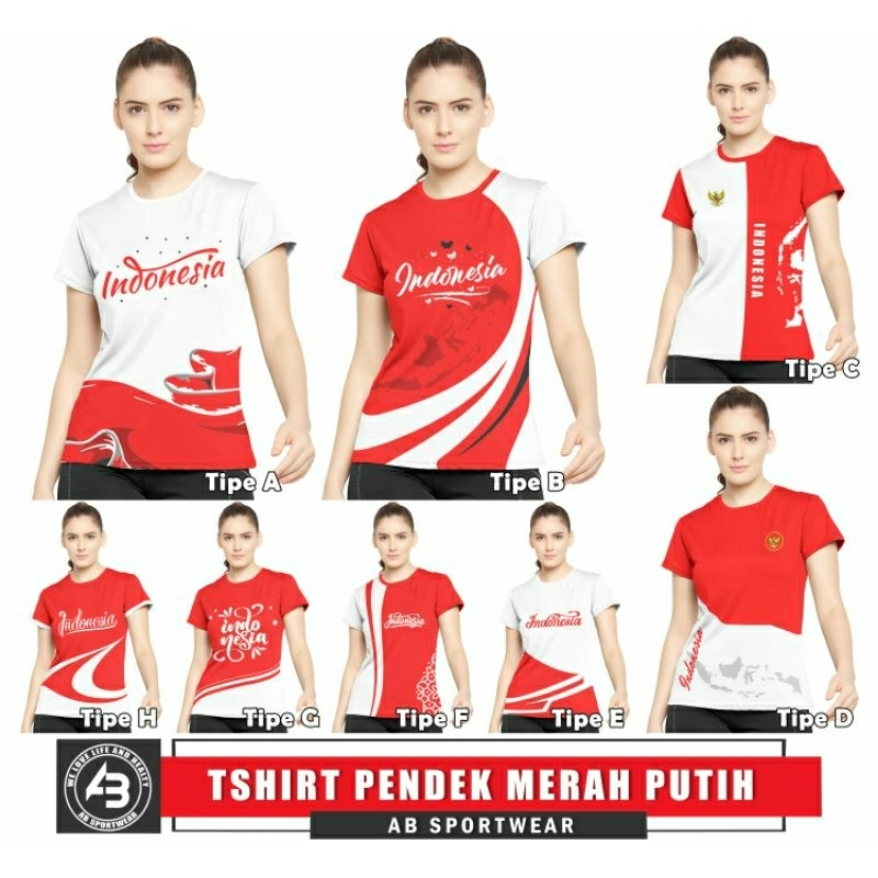 KAOS SENAM LENGAN PENDEK MERAH PUTIH // ABSPORTWEAR ORIGINAL