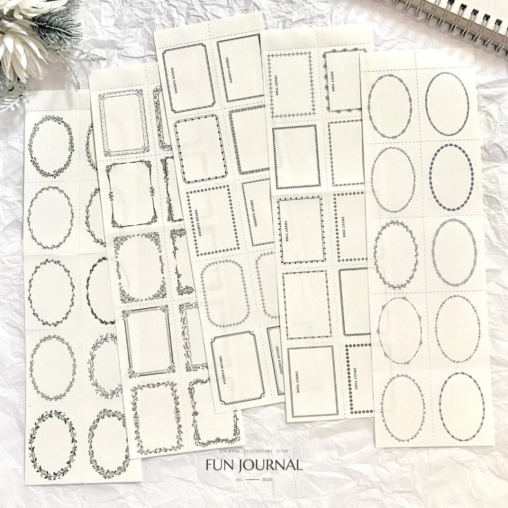 

BEAUTIFUL LABEL FRAME PAPER PACK UNTUK JOURNAL JURNAL PLANNING PLANNER SCRAPBOOK DIY BUJO