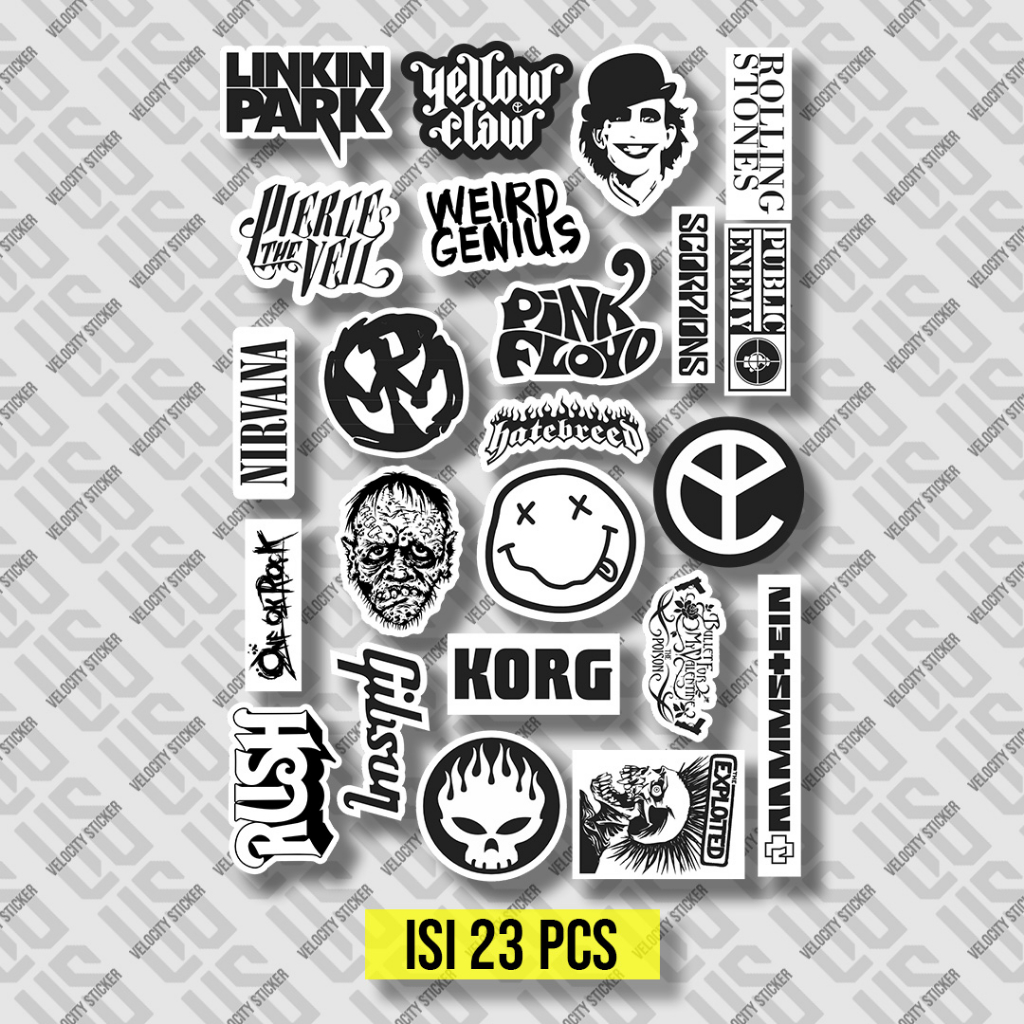 

stiker pack spesial series black white 6 untuk hp laptop helm tumbler motor brand band hype