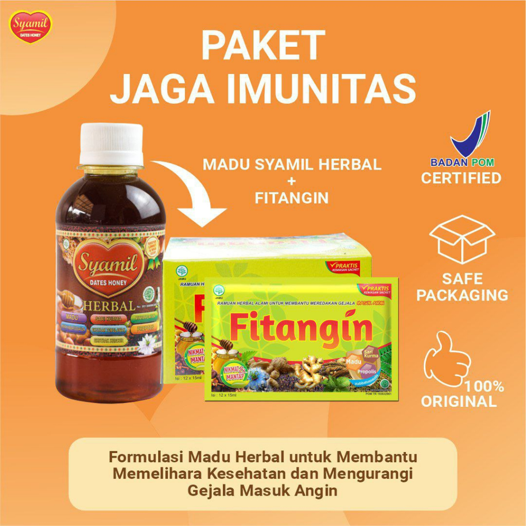 

Paket Jaga Imunitas / Madu Syamil / Madu Syamil Herbal / Fitangin / Obat masuk angin / vitamin keluarga