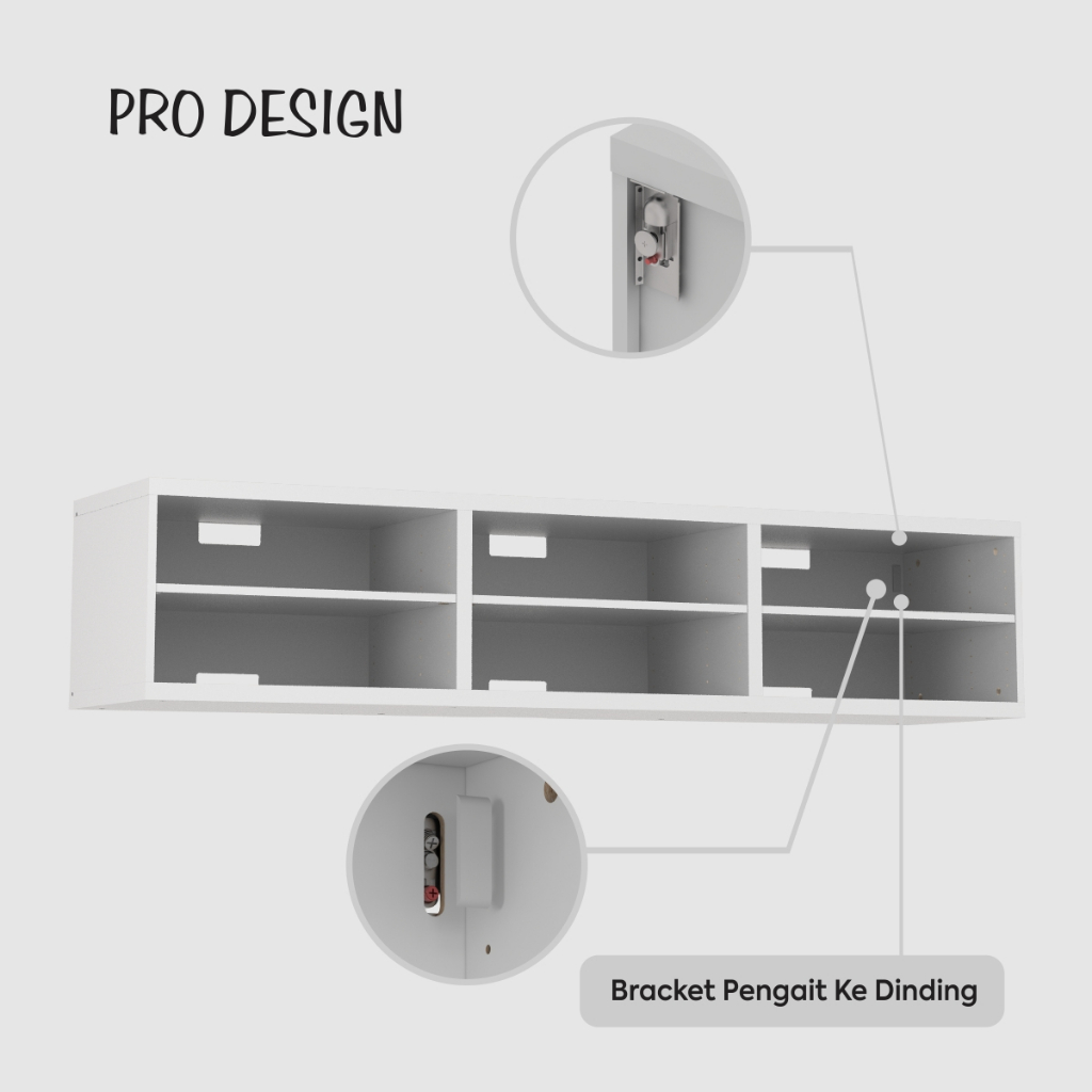 Pro Design Calculus Rak TV / Meja TV Gantung / Kabinet Dinding 3 Pintu