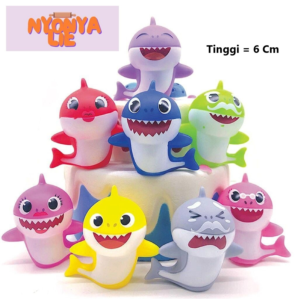 CCA61 Topper Baby Shark Figure Hiasan Kue Ultah Ikan Hiu Mainan Anak Kids Toy