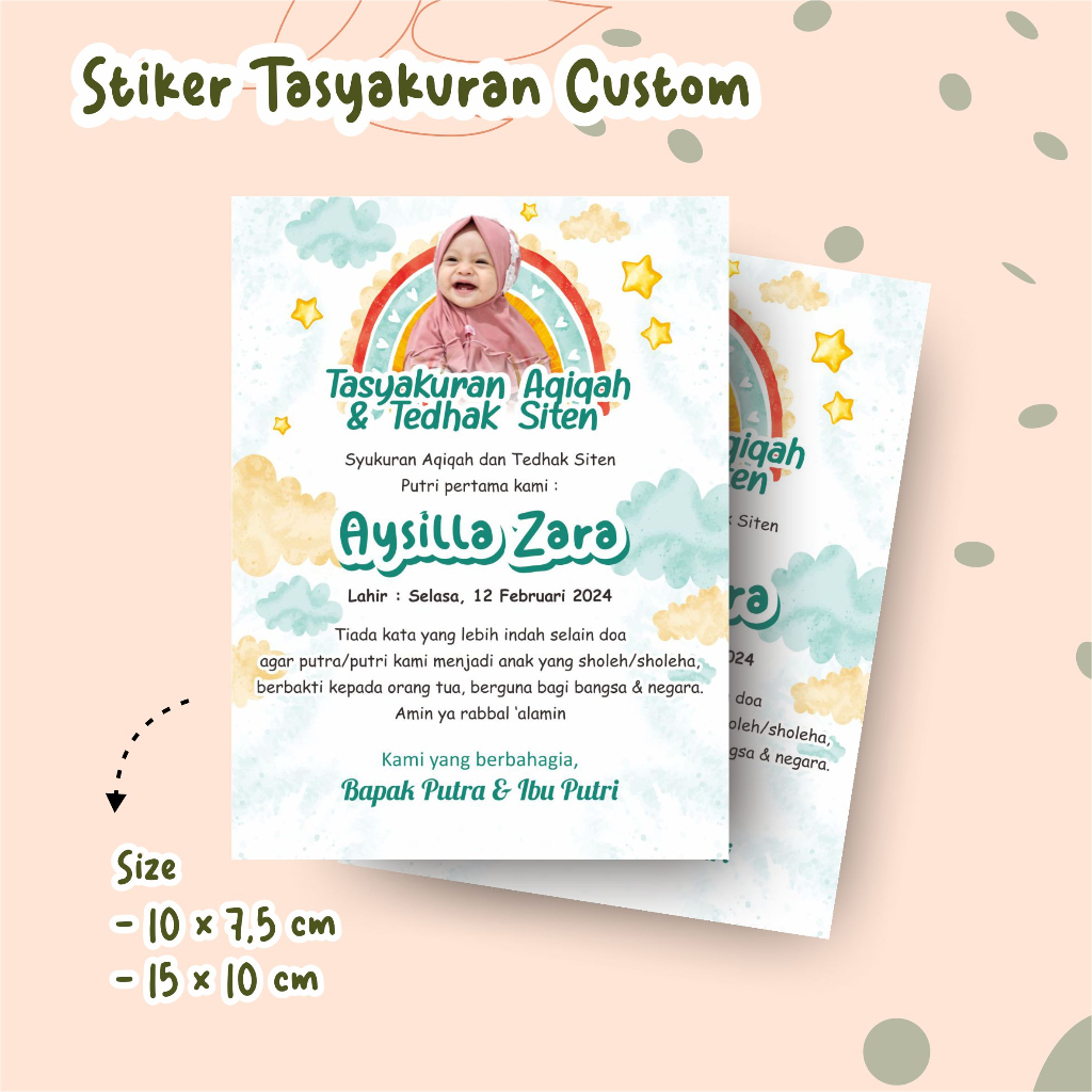 

STIKER LABEL SYUKURAN KELAHIRAN - AQIQAH BAYI/ANAK CUSTOM