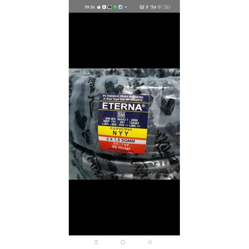 Kabel Eterna NYY 2x1,5mm (50m)