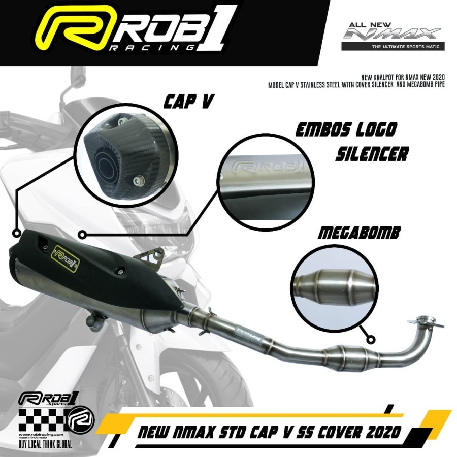 Knalpot Racing RC Rob1 Robi1 Motor Nmax / Pcx / Aerox Original Rob1