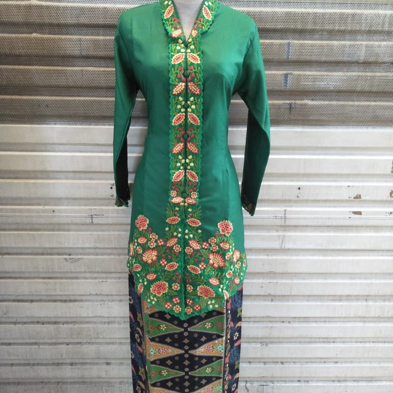 kebaya encim modern tunik jumbo - ijo botol